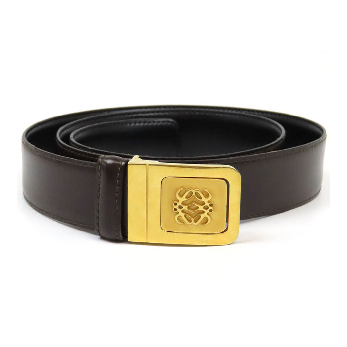 LOEWE 
Ceinture vintage en cuir avec boucle couleur or et monogramme Anagramme