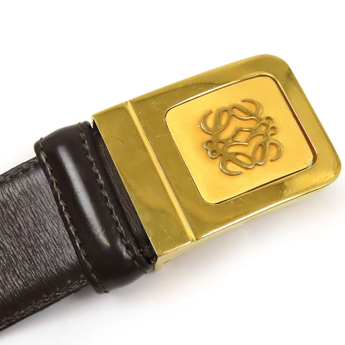 LOEWE 
Ceinture vintage en cuir avec boucle couleur or et monogramme Anagramme
