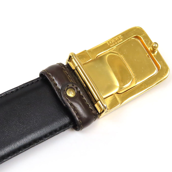 LOEWE 
Ceinture vintage en cuir avec boucle couleur or et monogramme Anagramme