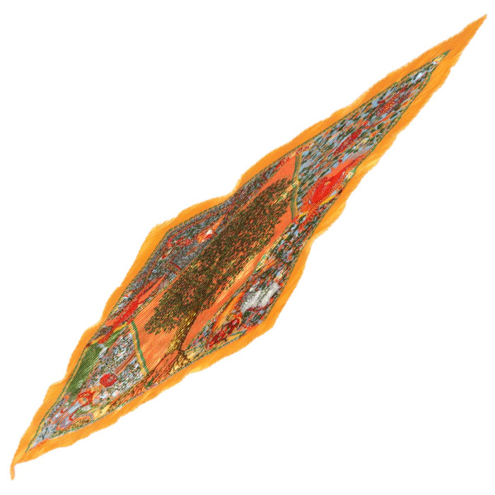 HERMES 
スカーフ シルク 
カレ 90 プリーツ AXIS MUNDI 世界の中心軸