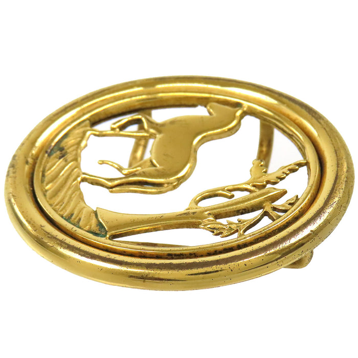 HERMES 
Fibbia Cintura con Motivo Cavallo Vintage in Metallo Dorato