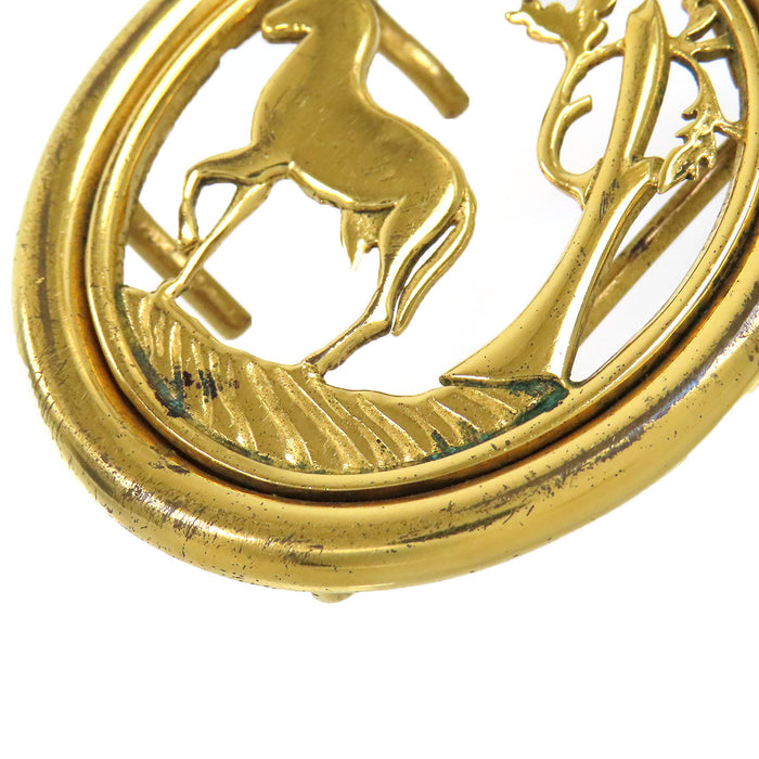 HERMES 
Fibbia Cintura con Motivo Cavallo Vintage in Metallo Dorato
