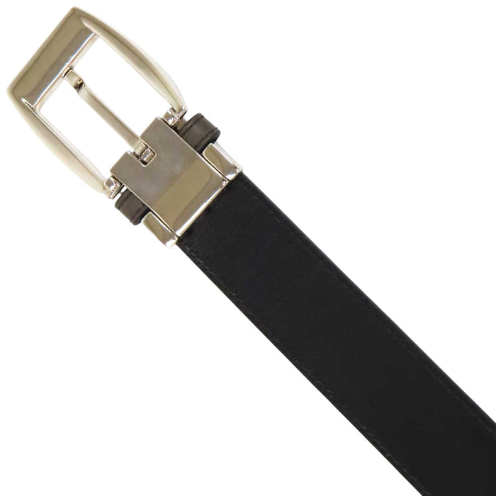 BVLGARI 
シルバーカラー金具 
ロゴ レザー ベルト