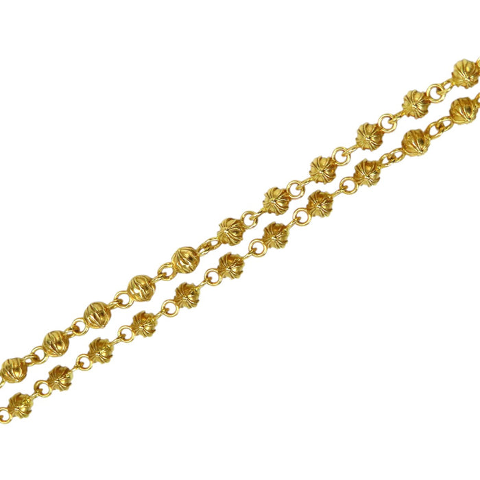 CHROME HEARTS 
CHプラス ビーズ CH TNY BEADED CHN 20inch イエローゴールド 2001年刻印 
ミニ クロスボール チェーン ネックレス 22K 20インチ