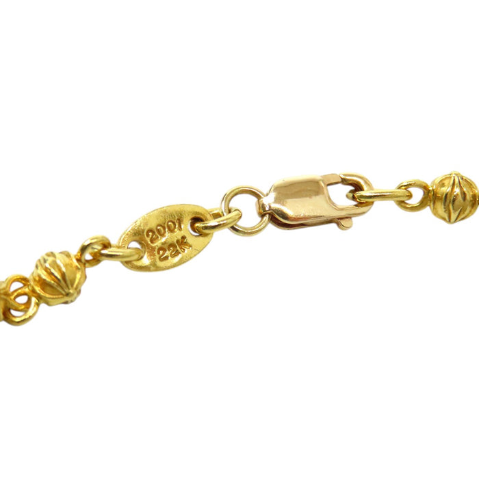 CHROME HEARTS 
CHプラス ビーズ CH TNY BEADED CHN 20inch イエローゴールド 2001年刻印 
ミニ クロスボール チェーン ネックレス 22K 20インチ