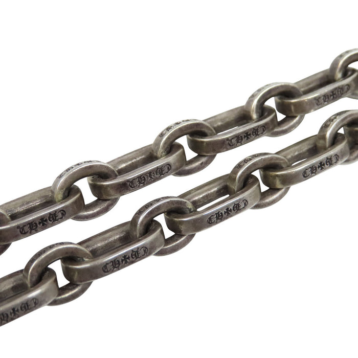 CHROME HEARTS 
PAPER E CHAIN ダガー BSフレア クロス CHプラス ハート シルバー 
ペーパー Eチェーン マルチモチーフ ネックレス 18インチ