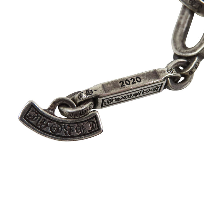 CHROME HEARTS 
PAPER E CHAIN ダガー BSフレア クロス CHプラス ハート シルバー 
ペーパー Eチェーン マルチモチーフ ネックレス 18インチ