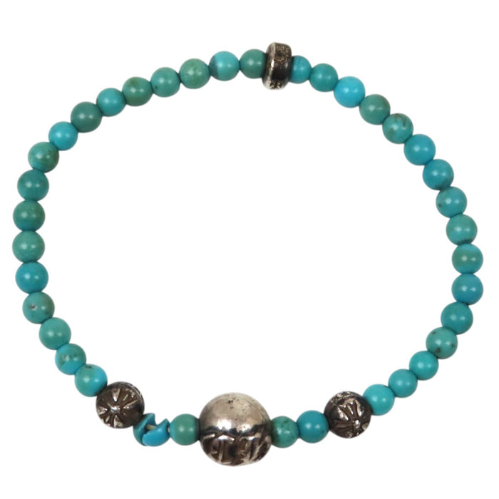 CHROME HEARTS 
CH ターコイズビーズ 
4mm BEAD ビーズブレスレット