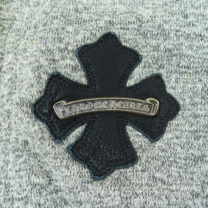 CHROME HEARTS 
Dagger Zip Scroll Label Hoodie Silver Lamb Leather 
CH Plus Patch Zip-Up Hoodie