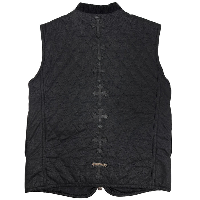 CHROME HEARTS 
CH PAPA ダガージップ 
PAPA VEST クロスパッチ キルティング ジップアップ ベスト