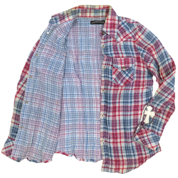 CHROME HEARTS 
CH スターボール コットン 
ウエスタンボタン クロスパッチ チェック柄 シャツ