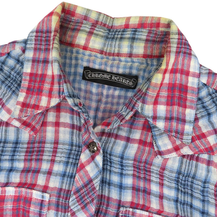 CHROME HEARTS 
CH スターボール コットン 
ウエスタンボタン クロスパッチ チェック柄 シャツ