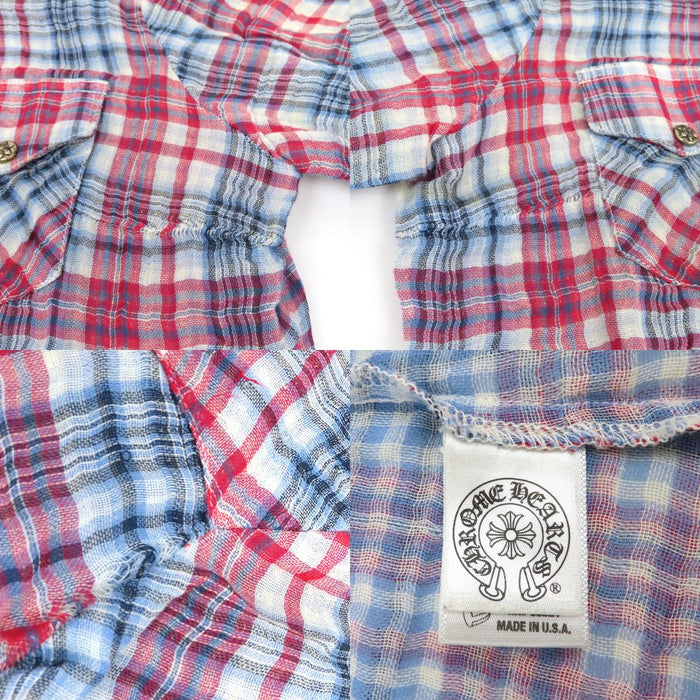 CHROME HEARTS 
CH スターボール コットン 
ウエスタンボタン クロスパッチ チェック柄 シャツ