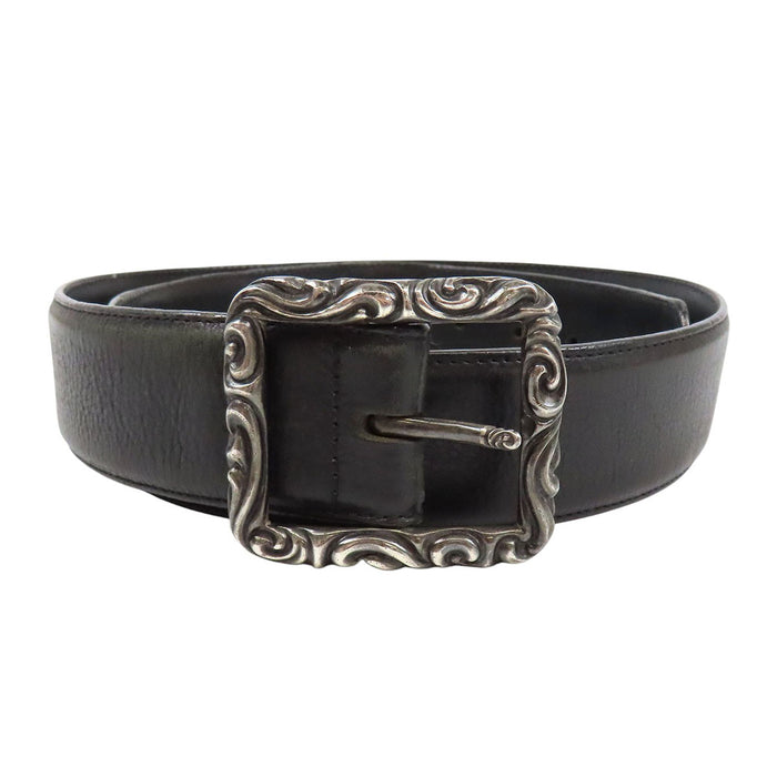 CHROME HEARTS 
1994刻印 シルバー スクロール CH バックル レザー 
レクタングル スクロール ベルト