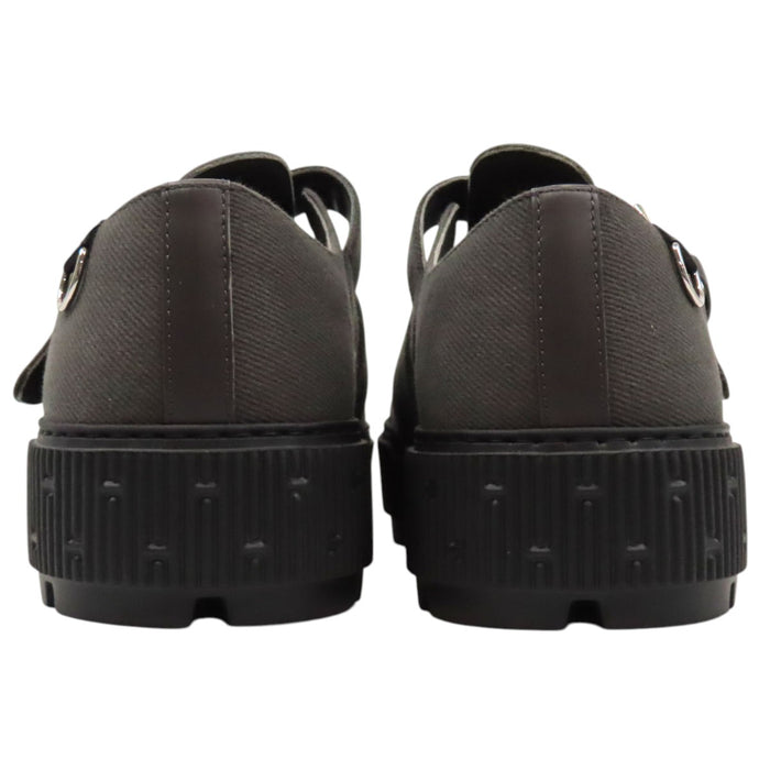 HERMES 
Logo H Ash Coton sergé Cuir 
Sandales