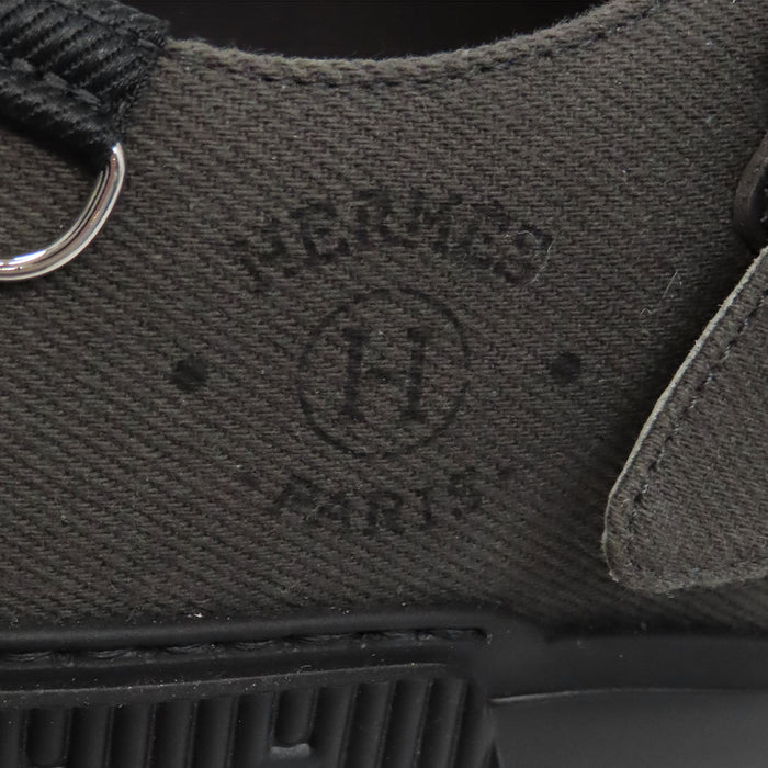 HERMES 
Logo H Ash Coton sergé Cuir 
Sandales