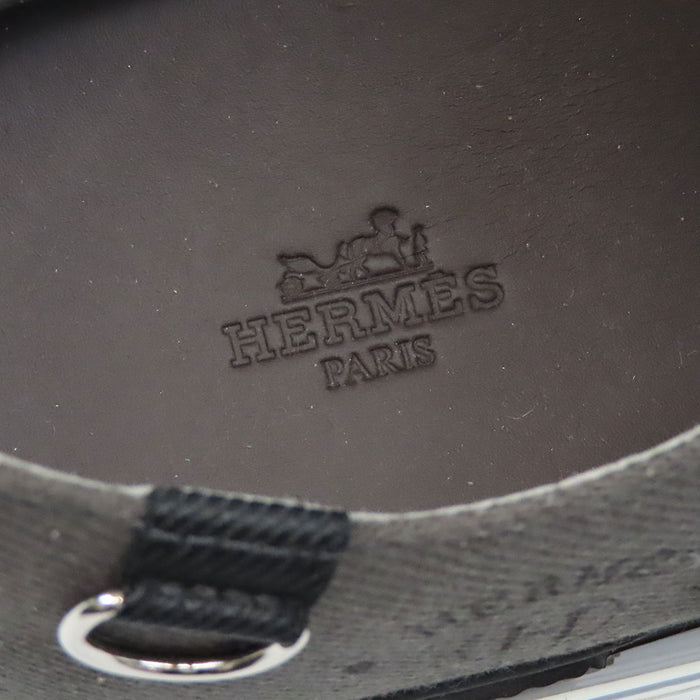 HERMES 
Logo H Ash Coton sergé Cuir 
Sandales