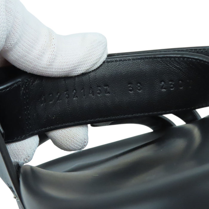 HERMES 
H アッシュ ロゴ フラット 
シプレ スタッズ レザー サンダル