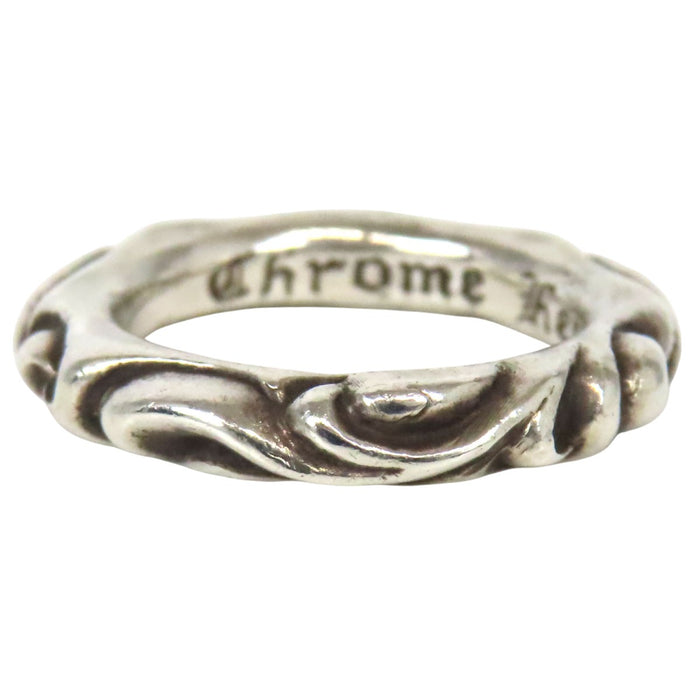 CHROME HEARTS 
Bague CH SCRL BAND argent gravée 1994 
Bague bande à motifs enroulés
