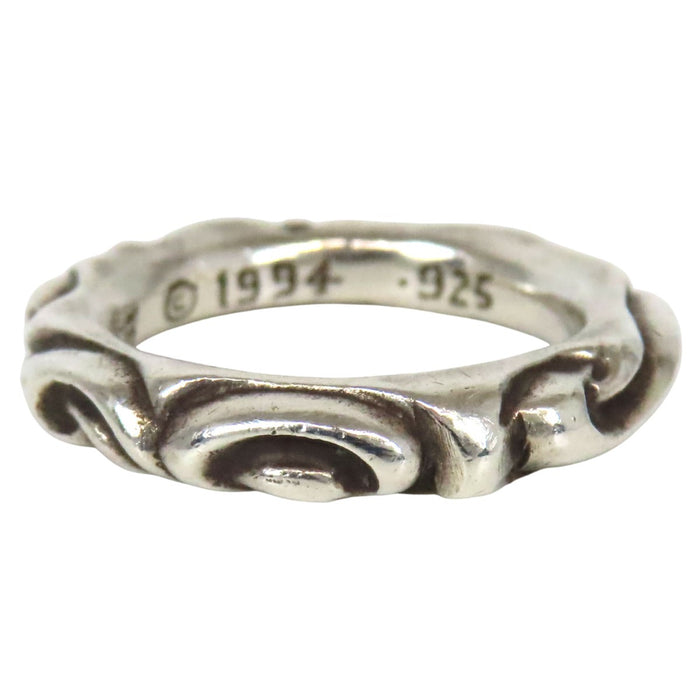 CHROME HEARTS 
Bague CH SCRL BAND argent gravée 1994 
Bague bande à motifs enroulés