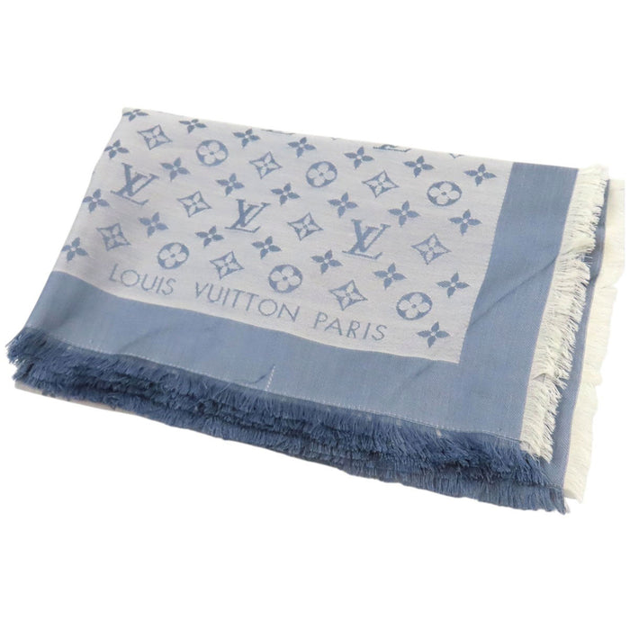LOUIS VUITTON 
LV 標誌 全印花 流蘇 絲混 羊毛混 
Monogram 牛仔布 披肩