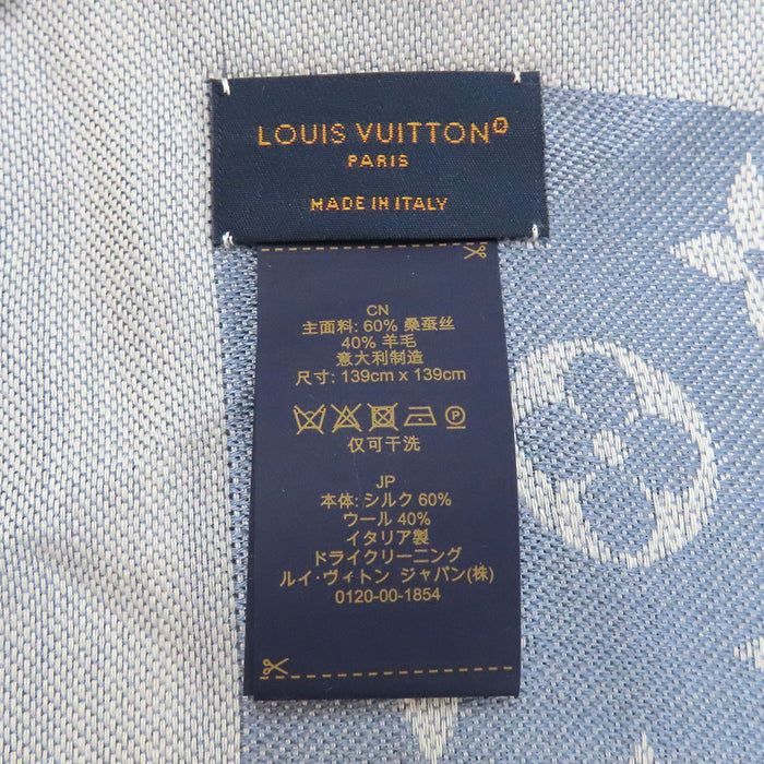 LOUIS VUITTON 
LV 標誌 全印花 流蘇 絲混 羊毛混 
Monogram 牛仔布 披肩