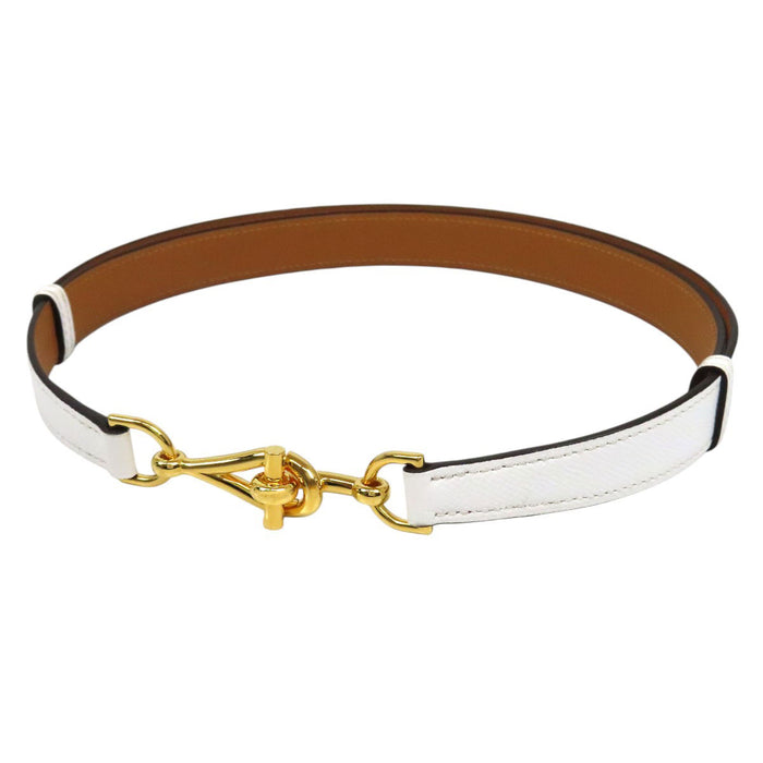 HERMES  
Ceinture en cuir avec métal doré gravé Y  
Mors de cheval