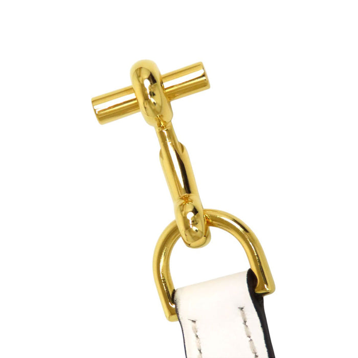HERMES  
Ceinture en cuir avec métal doré gravé Y  
Mors de cheval