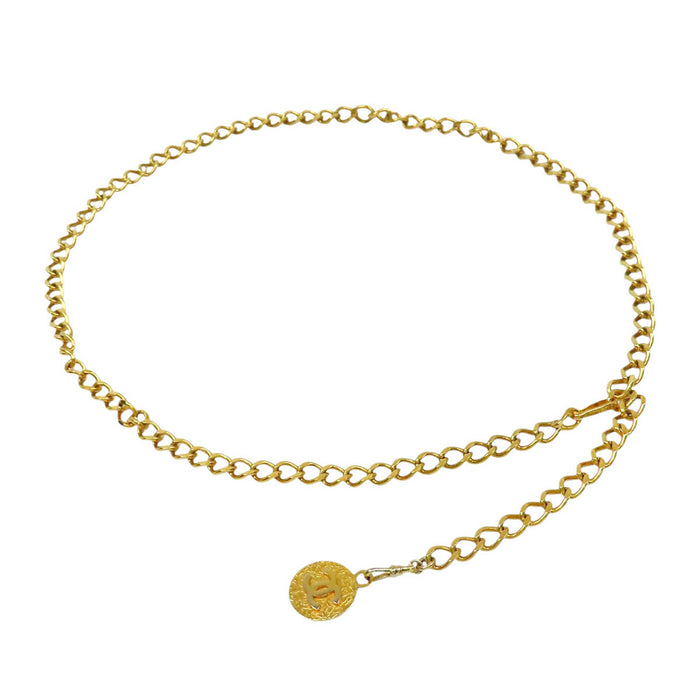 CHANEL  
COCO CC logo 1982 métal couleur or  
Ceinture chaîne vintage avec logo Coco