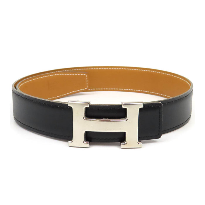 HERMES 
H Buckle Ash □D Mark Silver-Colored Metal 
Constance Belt Reversible 32MM