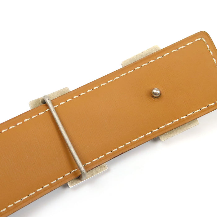 HERMES 
H Buckle Ash □D Mark Silver-Colored Metal 
Constance Belt Reversible 32MM