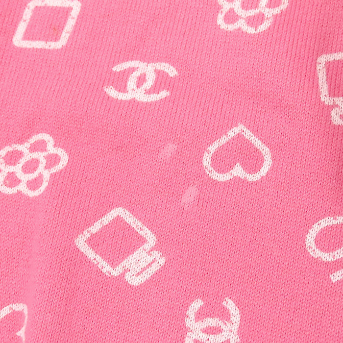 CHANEL 
COCO CC 総柄 カメリア コットン 
ココマーク アイコン Vネック ロングスリーブ ニット