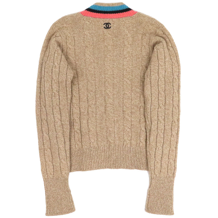 CHANEL 
COCO CC 96A Vネック 
ココマーク ヴィンテージ カシミヤ スクールニット