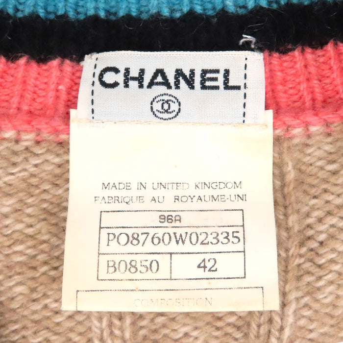 CHANEL 
COCO CC 96A Vネック 
ココマーク ヴィンテージ カシミヤ スクールニット