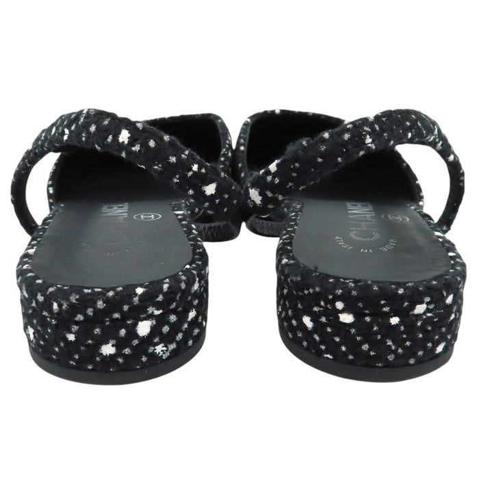 CHANEL 
COCO CC ロゴ グログラン フラット シルバーカラーメタル 23S 
ココマーク ツイード スリングバック パンプス