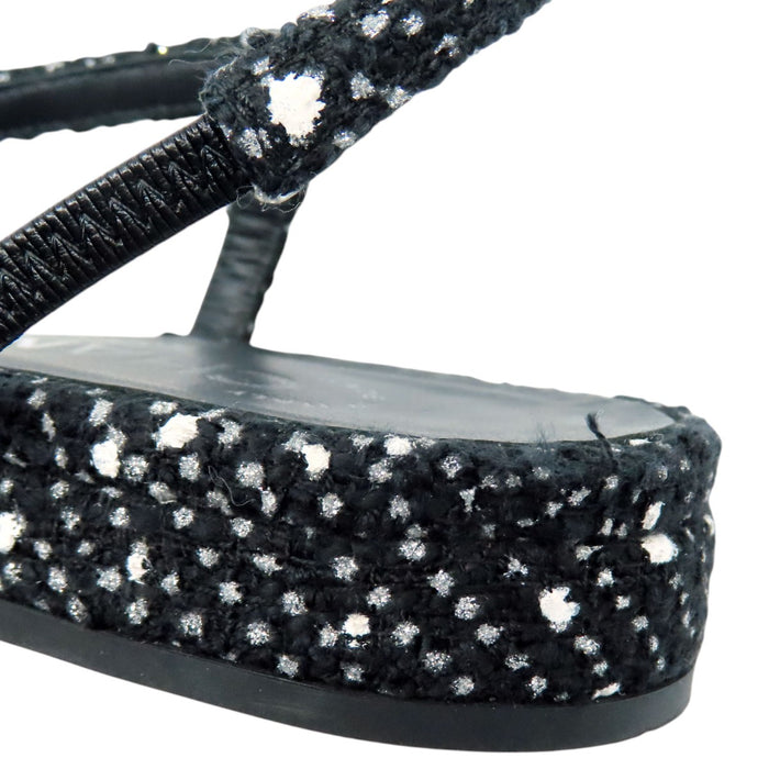 CHANEL 
COCO CC ロゴ グログラン フラット シルバーカラーメタル 23S 
ココマーク ツイード スリングバック パンプス