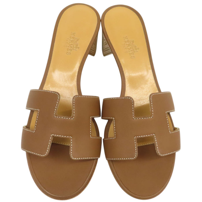 HERMES 
レザー H アッシュ 
オアジス サンダル