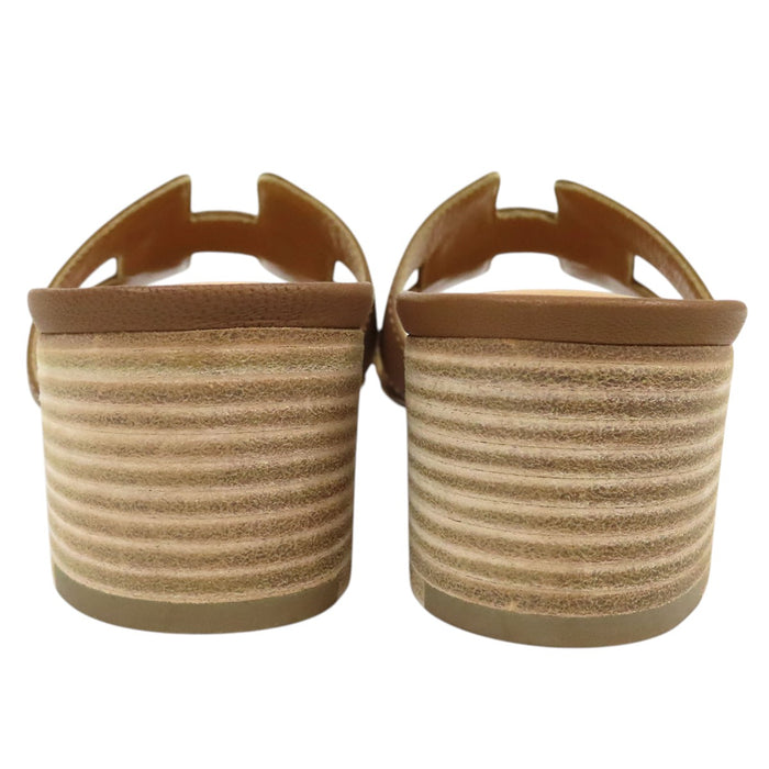 HERMES 
レザー H アッシュ 
オアジス サンダル