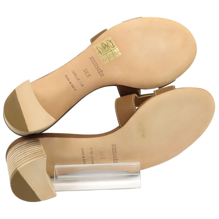 HERMES 
レザー H アッシュ 
オアジス サンダル