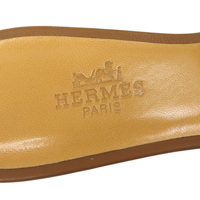 HERMES 
レザー H アッシュ 
オアジス サンダル