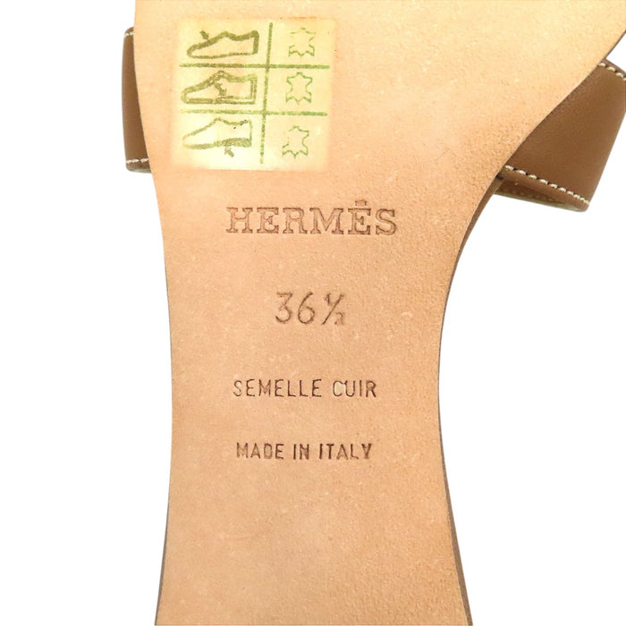 HERMES 
レザー H アッシュ 
オアジス サンダル