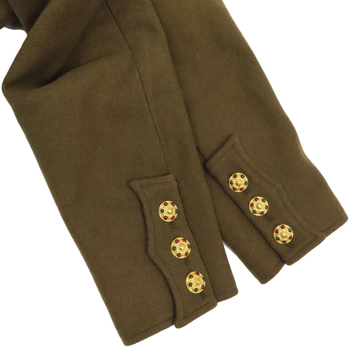 CHANEL 
96A Boutons Coco CC en laine vintage à simple boutonnage 
Veste avec boutons gripoire Coco