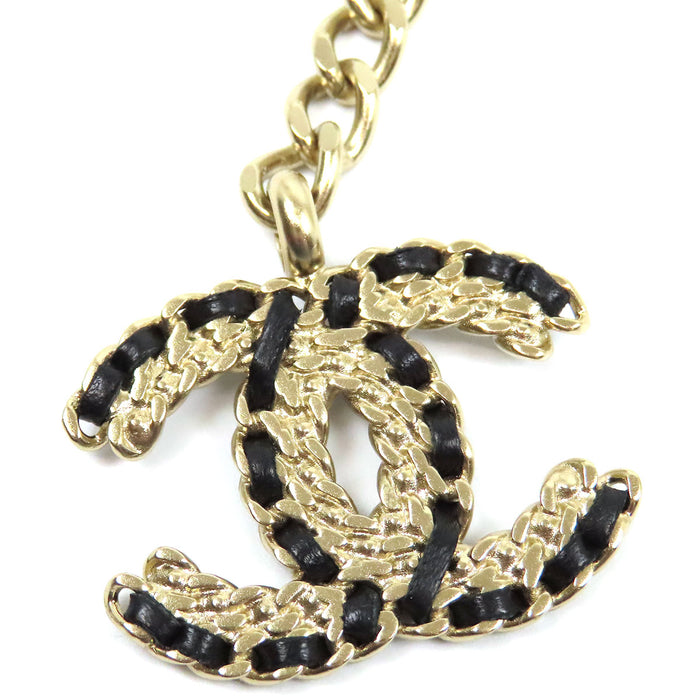 CHANEL 
COCO CC Logo Rhinestone B20C Light Gold-Colored Metal 
Coco Mark Costume Pearl Chain Belt