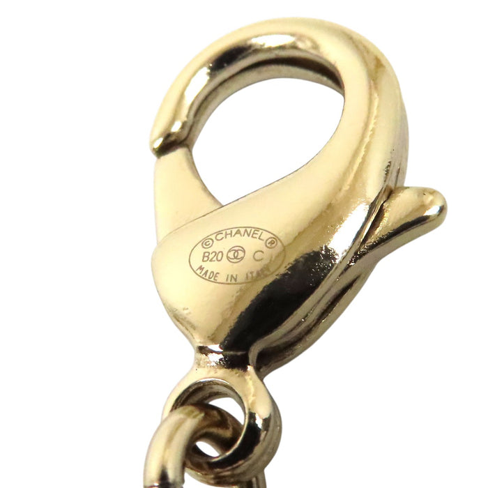 CHANEL 
COCO CC Logo Rhinestone B20C Light Gold-Colored Metal 
Coco Mark Costume Pearl Chain Belt