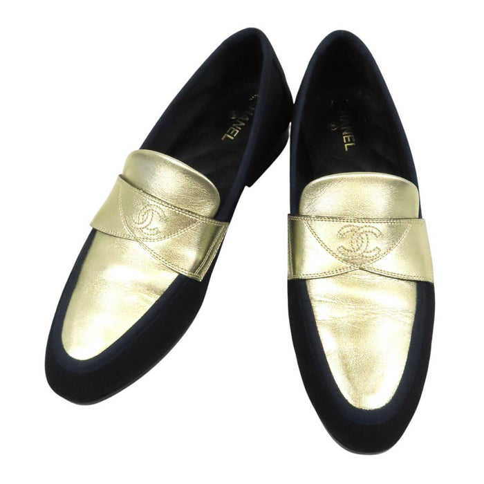 CHANEL 
COCO CC ロゴ 17C ファブリック レザー 
ココマーク ローファー