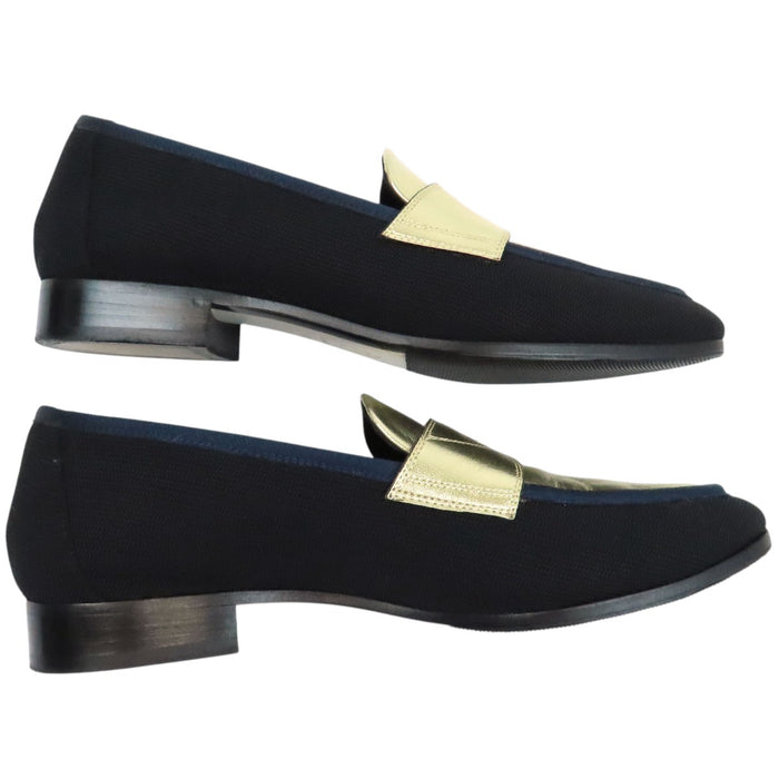 CHANEL  
COCO CC logo 17C tissu cuir  
Mocassins logo Coco
