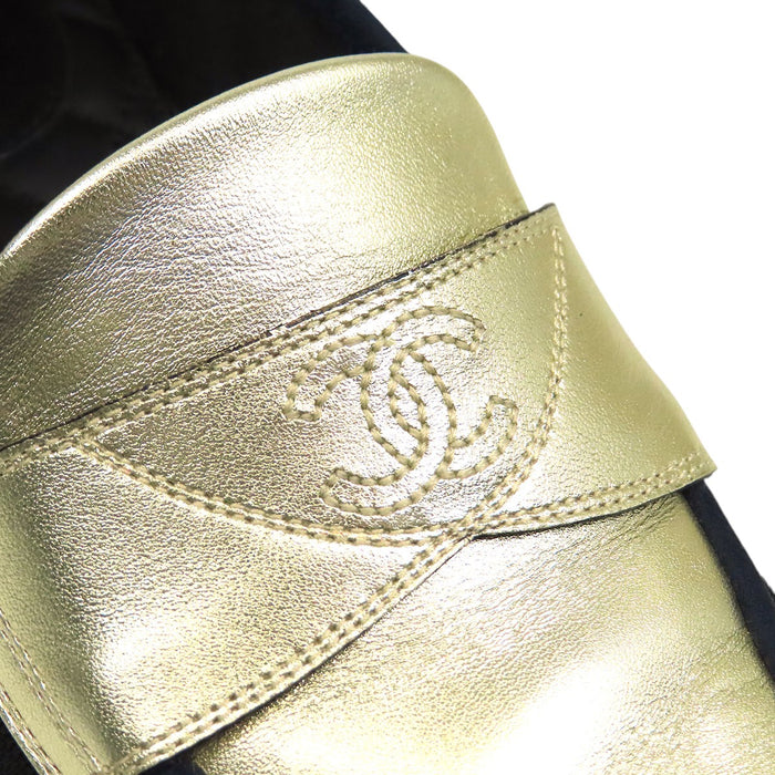 CHANEL 
COCO CC ロゴ 17C ファブリック レザー 
ココマーク ローファー