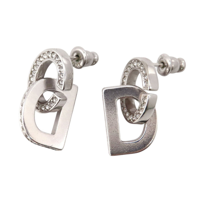 Dior  
Boucles d'oreilles CD LOCK en métal couleur argent avec logo et strass