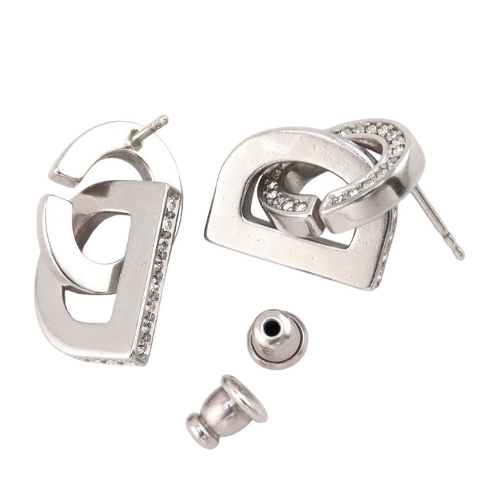 Dior  
Boucles d'oreilles CD LOCK en métal couleur argent avec logo et strass