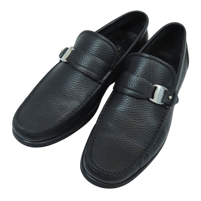 Salvatore Ferragamo 
レザー シボ皮 
ロゴ ビット ローファー